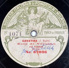 Jan Kubelik (Violon) : Cavatina / Vision RARE DISQUE 78 TOURS RPM 11" FONOTIPIA