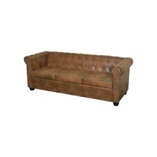 Canapé Chesterfield 3 places cuir artificiel marron
