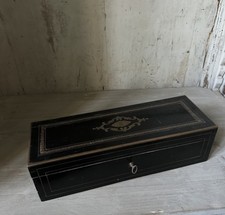 Boîte À Clé En Bois Noire Laquée Époque Napoleon III Monogramme