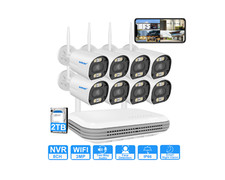 Système De Vidéo Surveillance Caméra Wifi Sécurité Extérieur Kit Complet 3MP HD