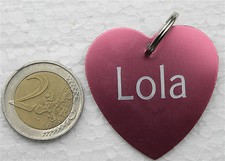 MEDAILLE GRAVÉE COEUR XXL ROSE CHIEN PONEY collier harnais  GRAVURE 1 ou 2 faces