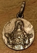 Rare Médaille Religieuse Ancienne Vierge Aux 7 Épées Jesus Christ Linceul Signée