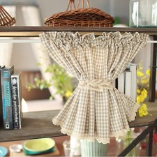 Rideau de porte à carreaux en coton vichy - petit panneau en treillis de...