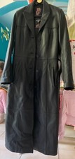 Manteau long cuir - , noir