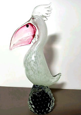 Ancien Grand Pélican Presse Papiers En Verre Soufflé.