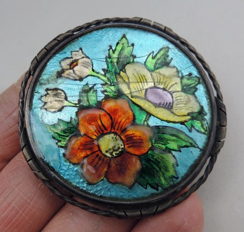 Broche ancienne émaux - émaux, limoges