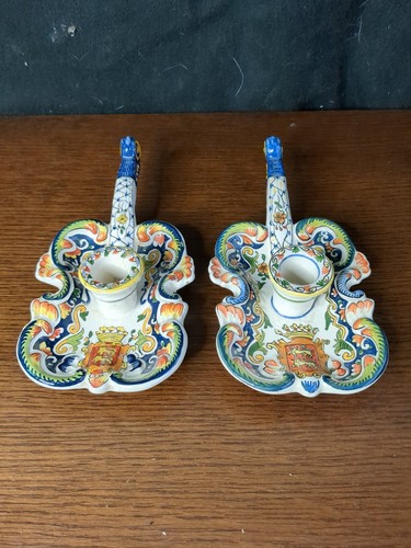 Paire bougeoires faience - paire,
