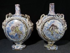 Paire de vase gourde ancien en faience italienne ? Italie 19 sècle XIX