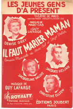 Partition chant 1950 Denise GREY Les jeunes gens d'à présent   opérette MARC-CAB