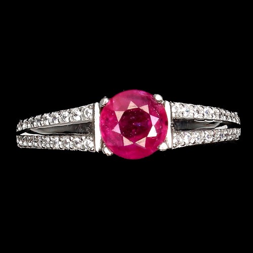 925 bague argent rond rubis - 925,