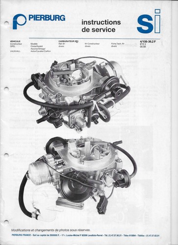 Pierburg carburateur 2e3 opel - pierburg,