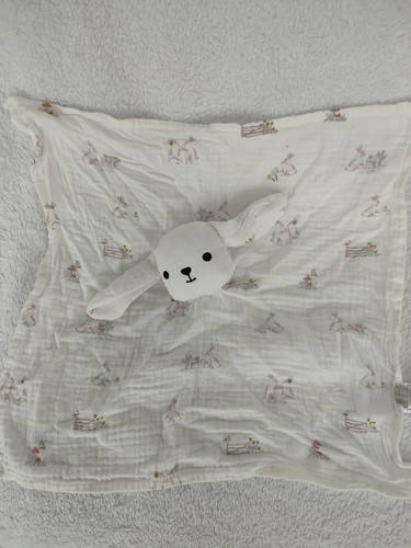 Doudou plat lange lapin blanc
