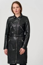 Manteau En Cuir Noir Pour Femme Vrai Cuir De Mouton Doux