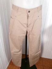 Pantalon Terre de Marins chino droit taille haute coton beige w38 48 brodé logo