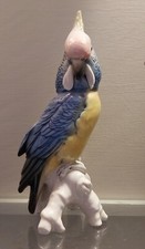 Karl ENS  porcelaine de SAXE  perroquet cacatoès 20 cm Haubenpapagaï 1945
