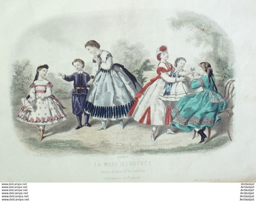 Gravure mode illustree 1865 - mode,