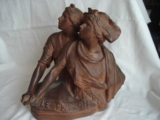 ALSACE LORRAINE SCULPTURE  30x30 TERRE CUITE DE L. MADRASSI DEBUT EPOQUE 1940
