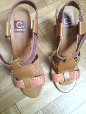 Chaussures  Sandales talons larges camel mauve tressée Creeks T 38