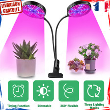 Double Lampe Horticole LED Culture Spectre Complet Minuterie Chambre de Culture