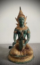 Rare grande statue thaïlandaise - musicienne - en Bronze - vintage -