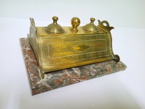 Encrier double bronze - encrier,