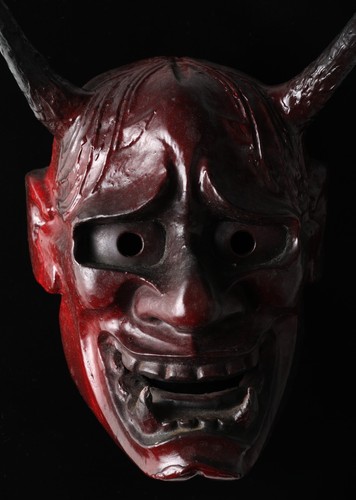 Ancien masque rouge hannya noh - ancien,