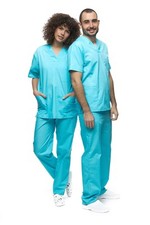 Mazalat Ensemble Uniforme médical Unisexe avec Tunique et Pantalon Turquoise M