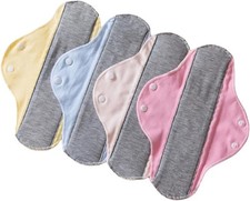 Lot de 4 protège-slip lavable-Serviettes hygiènique réutilisables en coton