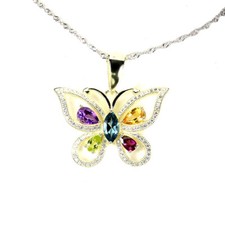 925 Argent Sterling Topaze Bleu Londres Gemmes Simulé Zircone Collier 18