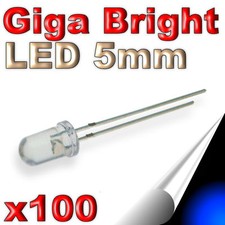 478/100# LED bleu 5mm 100pcs +résistance 14400mcd réel 