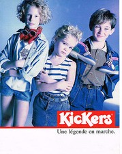 PUBLICITE ADVERTISING 074  1991  KICKERS     chaussures enfants