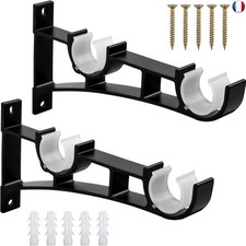Support de Tringle à Rideaux Double Draperie Tringle Supports Noir Supports de 