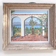 peinture huile  Provence  Architecture Paysage Bord  De Mer. Lucien Poignant