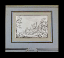 Jean-Baptiste Lallemand 1716-1803. "Paysage animé avec ruines."