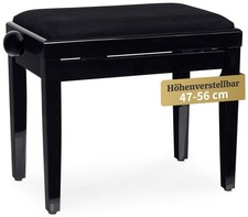 Banquette de Piano Clavier Numerique Siege Tabouret Banc Reglable Noir Poli Fin