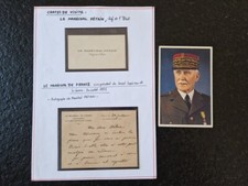 Lettre autographe du Maréchal Philippe Pétain + carte de visite WWI 1921 guerre