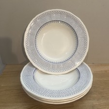 Lot 4 Anciennes Assiettes Creuses Faïence Anglaise Mason’s Modèle Louise Bleu