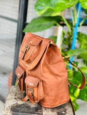 Grand sac à dos en cuir véritable d'inspiration pour hommes marron sac à dos ...