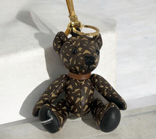 Porte-clés Thomas Bear logo BURBERRY TB breloque cuir couleur marron articles...