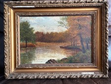 Tableau ancien, huile sur toile, paysage XIXe – début XXe siècle, signé