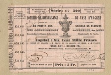 LOTERIE DE BIENFAISANCE DU VASE D'ARGENT 1866 BARON TAYLOR