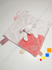 Doudou Plat/Mouchoir Carré Mia Souris Rose Mauve Étoile Attache Tétine - Noukies