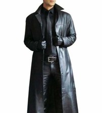 Manteau trench cuir noir - manteau,