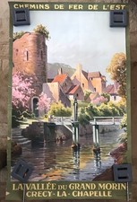 Affiche ancienne Crécy La Chapelle Vallée Du Gd Morin Ch Hallée 1924