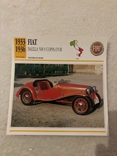 CARTE FICHE AUTO FIAT BALILLA 508 S COPPA D'OR 1933 1936