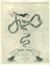 Publicité ancienne parfum de Godet Folie Bleue 1925 issue de magazine Draeger