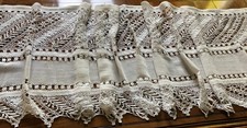 ancien rideau brise bise dentelle étamine brodé mains