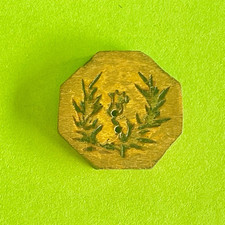 MERCERIE ANCIENNE - RARE BOUTON DE L'ARTISTE REMY THIAM "CHARDON LORRAIN" METZ