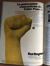 ◕ Publicité Vintage Advertising Chaussettes BURLINGTON jaunes ◕ Mai 1970 ◕