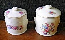 2 anciens pots à foie gras en faïence Sarreguemines Décor floral boutons de rose